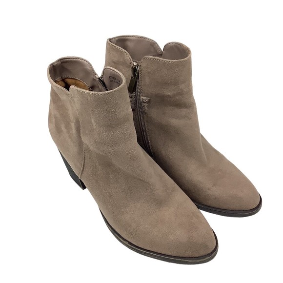 Banboo Avenge Women’s 6.5 Tan Brown Faux Suede Leather Ankle Boots Botties Heel - Picture 1 of 11